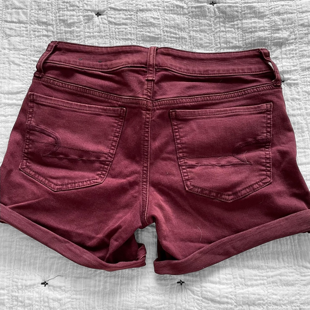 American Eagle Burgundy Midi Short